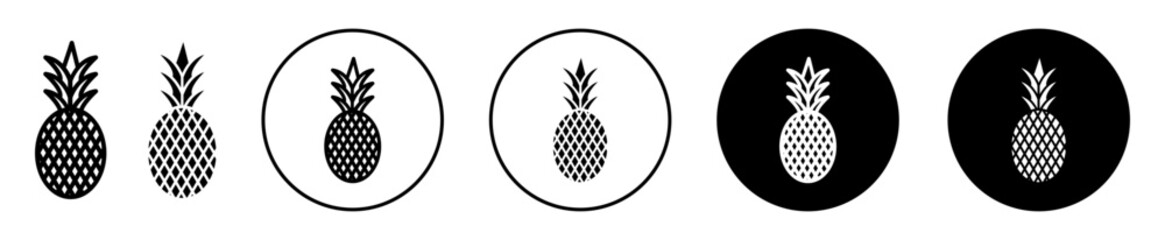 Wall Mural - Pineapple fruit icon. tropical ananas with natural organic and fresh leaf symbol mark. exotic pineapple plant juice vector  illustration