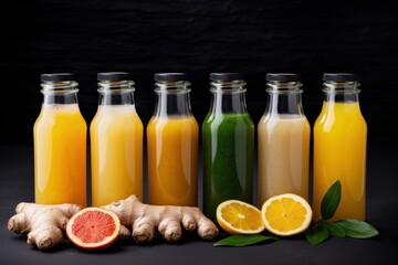 Wall Mural -  a group of oranges, ginger, ginger juice, ginger juice, ginger juice, ginger juice, ginger juice, and ginger juice.