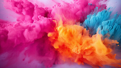 Wall Mural - Colorful dust. An explosion of particles of bright colors. Colored background with lots of dust of different colors, explosion of colors.