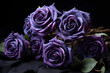 Vintage classic deep violet rose bouquet on a dark background,