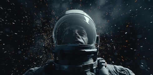 Wall Mural - an astronaut is shown in his spacesuit with space on the background