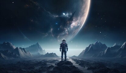 Wall Mural - an astronaut walks in the middle of the earth