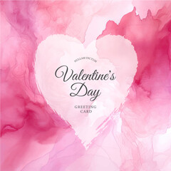 Wall Mural - Valentine's day watercolor background with hearts. Vector illustration.