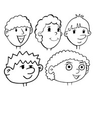 Wall Mural - Cartoon Faces Heads Vector Illustration Art Set