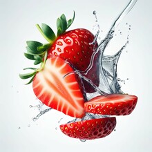 Water Splash On Strawberry