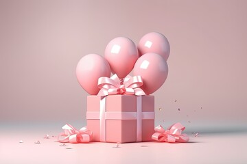 Wall Mural - pink gift box