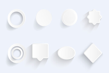 Leinwandbilder - Blank button template with shadow. Set of white blank button. White blank button mockup