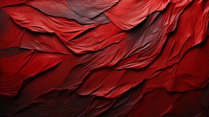 Canvas Print - A striking maroon fabric cascades in fluid waves, evoking a sense of bold artistic expression