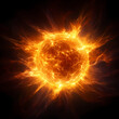 dynamic illustration of a solar flare erupting from the sun's surface