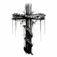 Black And White Crucifix On A White Background