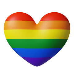 Wall Mural - 3d realistic rainbow heart shape set on white background. love concept for pride day. 3d rendering