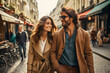 © NE97 - A happy couple walking together on vacation in Paris,