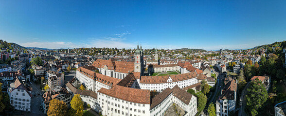 Wall Mural - Drone view at the abbey of St Gall in Switzerland
