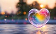 © Elena - abstract soap bubble in the shape of a heart, fading rainbow light, shining and happy atmosphere,