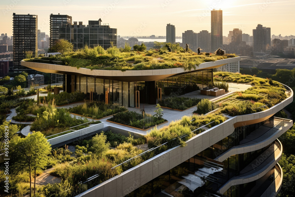 Landscape architect designing a rooftop garden for an urban building ...