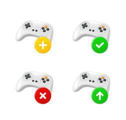 Aufkleber - Gamepad icons set with different pictograms. 3d vector icons set