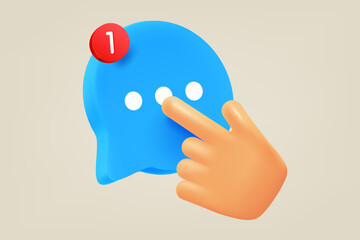 Aufkleber - Hand pressing green button with new message. 3d vector illustration