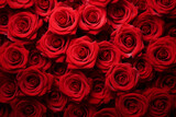 Fototapeta Kwiaty - Natural fresh red roses flowers pattern wallpaper. Red rose seamless pattern. Generative AI