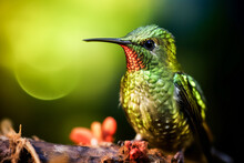 Generative AI Image Of A Vibrant Hummingbird In Natural Setting