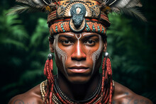 Tribal Headdress And Facial Paint Generative A