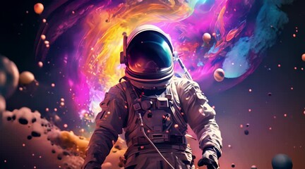 Wall Mural - beautiful animation of an astronaut in space