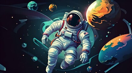 Wall Mural - beautiful animation of an astronaut in space