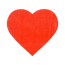 Red Wooden Heart Isolated On A Transparent Background