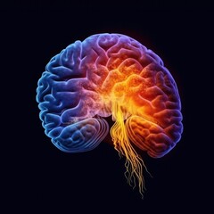 Canvas Print -  a 3d image of a human brain showing the structure of the brain and the structure of the cerebratorys.