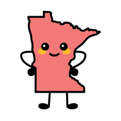 Sticker - Minnesota a US state color element.  Smiling cartoon character.