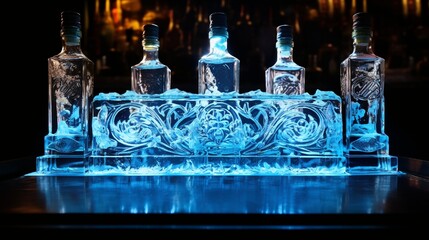 Wall Mural - A vodka ice luge, with liquid flowing down a carved channel, set at an upscale event.