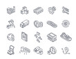 Supply chain line icons vector set
