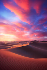 Wall Mural - beautiful desert dune hills at dramatic purple sunset