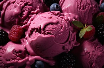 Wall Mural - berry ice cream closeup