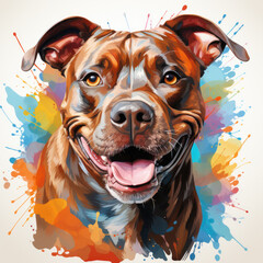 Wall Mural - watercolor American Staffordshire Terrier clipart, Generative Ai