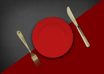 Wall Mural - Abstract food colored background with utensil.