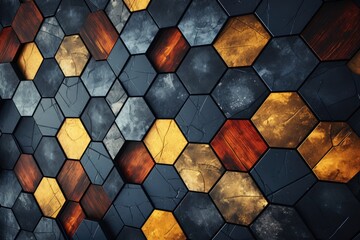 Aufkleber - wall adorned with an array of hexagonal tiles