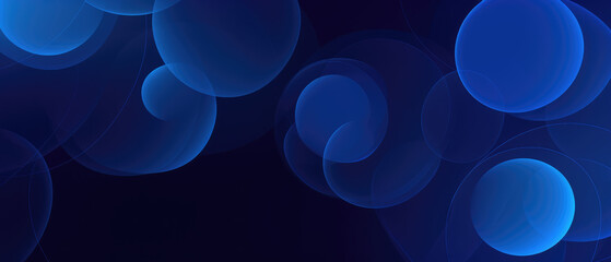 Vibrant blue circles overlapping in a modern geometric pattern on a dark background.