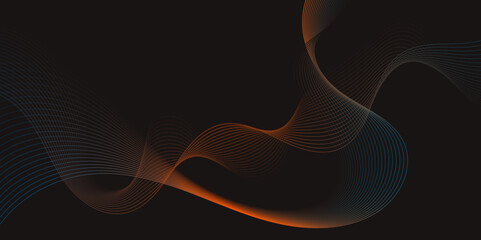 Dark abstract curve and wavy background with gradient color .Technology digital Waves background banner ,concept, motio Elegant abstract wave for art projects, cards, business, posters..