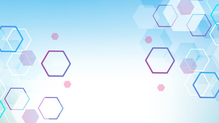 Wall Mural - modern health care abstract background with lines, dots and hexagons. medical innovation banner temp