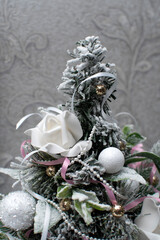 Wall Mural - Christmas tree branches with a decorations
