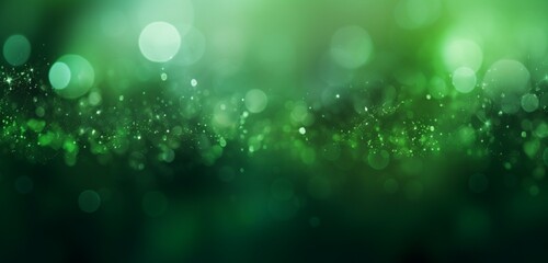 Banner, bokeh, and abstract green background.