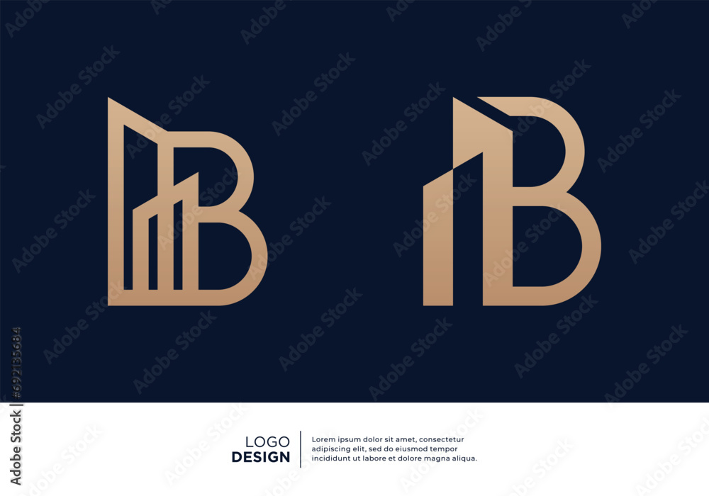 Collection of building architect letter B logo designs. Stock Vector ...