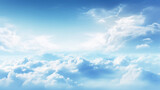 Fototapeta Na sufit - High-Key Illumination, Softly Lit Cloudy Blue Sky Landscape