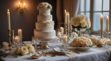 Luxury Wedding Cake, Wedding Designed Cake, Wedding Cake On The Table, Wedding Table Setting, Wedding Table Decoration