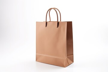  Brown paper shopping bag on white background