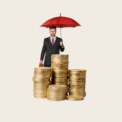 Wall Mural - Risk in financial activities business man with coins