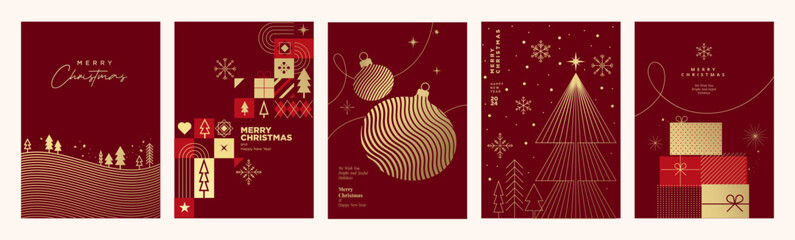 Wall Mural - merry christmas and happy new year greeting cards. vector illustration concepts for background, gree