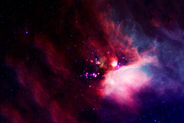 Wall Mural - red cosmic nebula. elements of this image furnished by nasa