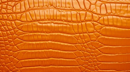 Wall Mural - Orange crocodile leather texture.