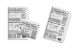 © angelmaxmixam - Newspaper. Realistic vector illustration of the page headline and cover of old newspaper layout. Set Newspaper vertical and horizontal spread template.